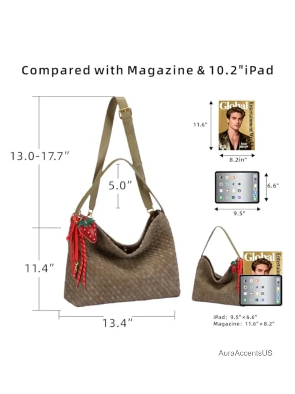 Woven Suede Shoulder Bag Hobo Tote Satchel Crossbody Handbag